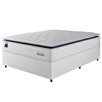 Cama Box Casal Colchão Molas Ensacadas Com Pillow Sevilha 138x188x71cm Branco/cinza Hellen