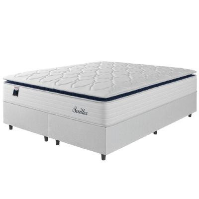Cama Box Casal Queen Colchão Molas Ensacadas Com Pillow Sevilha 158x198x71cm Branco/cinza Hellen