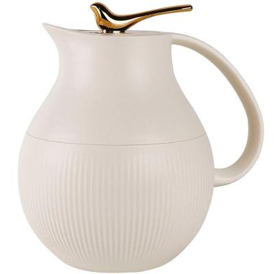 Garrafa Térmica De Mesa Pássaro Dourado Branco Leite Chá 1l