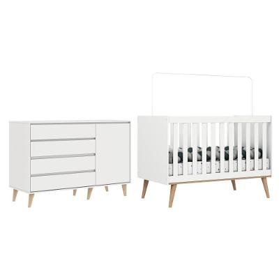 Quarto De Bebê Berço 3 Em 1 Retrô Ludmila Cômoda Com Fraldário Gran Lorena Branco Carolina Baby