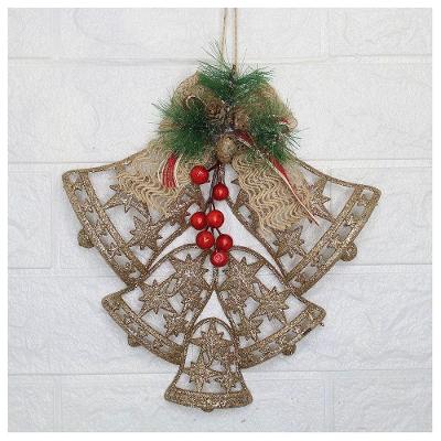 Kit 10 Enfeite Pendente Decoração Natalina Sino Vazado Dourado 25cm