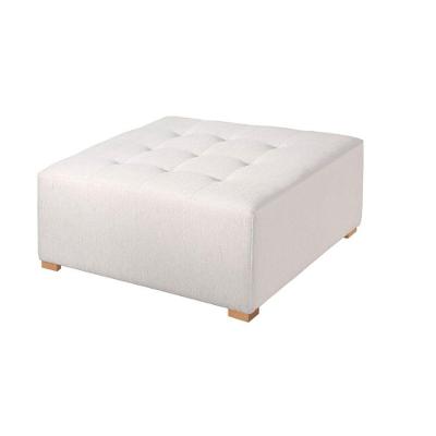 Puff Adam 90 Com Pés De Madeira Em Poliéster Due Decor Bege