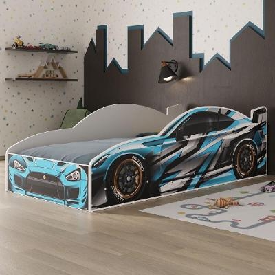Cama Carro 100% MDF Infantil Montessoriana Para Colchão 88x188cm Multimóveis MP4318 Azul