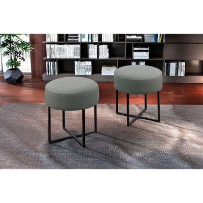 Conjunto 2 Puff Otávio Luxo Base Preta Castellar Móbile Cinza