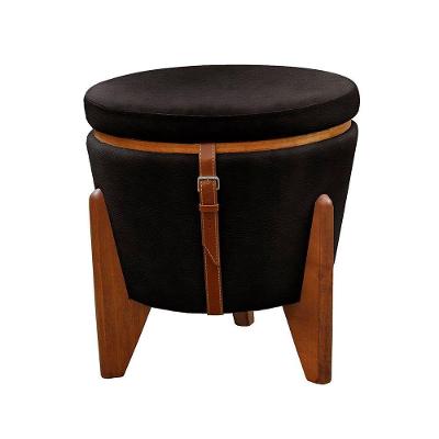 Conjunto 2 Puffs Baú Fênix Mesa Castellar Móbile Preto