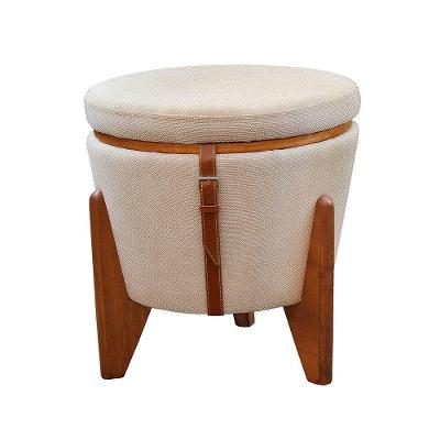 Conjunto 2 Puffs Baú Fênix Linho Castellar Móbile Bege Claro