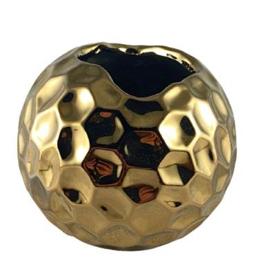 Vaso Decorativo De Flores Cerâmica Luxuoso Dourado Moderno