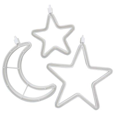 Pisca Varal Cortina Leds Amarela Estrelas Luas Natal De 2,5m