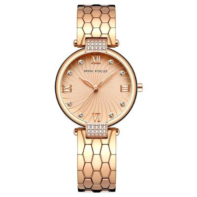 Relógio De Quartzo Feminino Strass Embutidos Em Aço Inoxidável Impermeavel Rosa