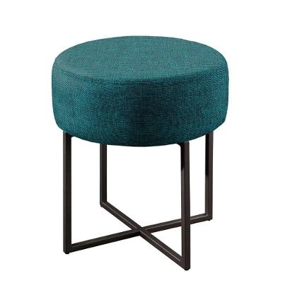 Conjunto 2 Puff Otávio Luxo Base Preta Castellar Móbile Azul