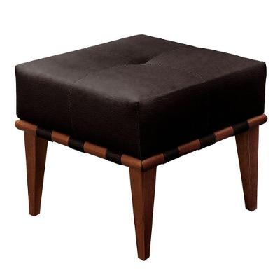 Conjunto 2 Puffs Noé Luxo Madeira Maciça Castellar Móbile Preto