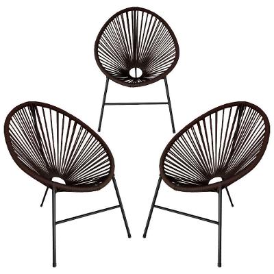 Conjunto 3 Cadeiras Para Area Externa Acapulco Aço Carbono Marrom