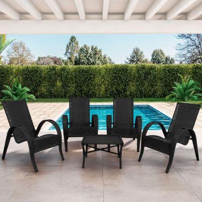 Conjunto Mesa De Centro 4 Cadeiras Vitória área Externa Preto