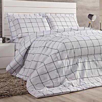Cobre Leito Solteiro Lines Micropercal 180 Fios 2 Peças - Branco