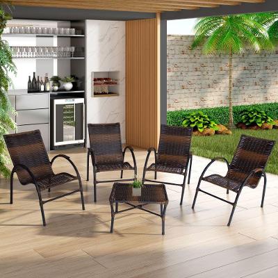 Conjunto De Mesa De Centro 4 Cadeiras ônix Para área Externa Pedra Ferro