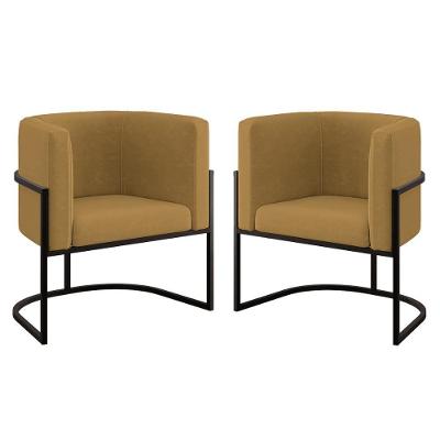 Kit 02 Cadeiras Poltrona Lua Para Sala Quarto Balaqui Decor Capuccino