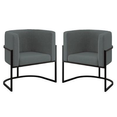 Kit 02 Cadeiras Poltrona Lua Para Sala Quarto Balaqui Decor Cinza