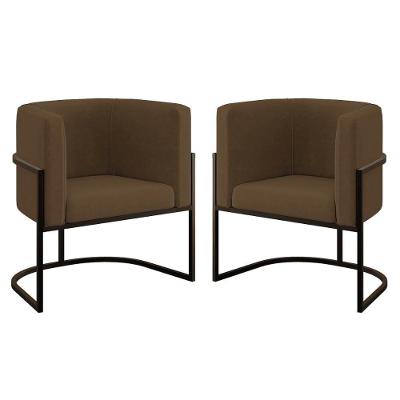 Kit 02 Cadeiras Poltrona Lua Para Sala Quarto Balaqui Decor Marrom