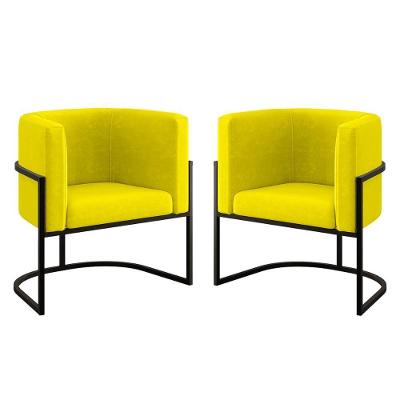 Kit 02 Cadeiras Poltrona Lua Para Sala Quarto Balaqui Decor Amarelo