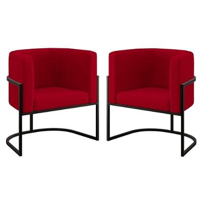 Kit 02 Cadeiras Poltrona Lua Para Sala Quarto Balaqui Decor Vermelho