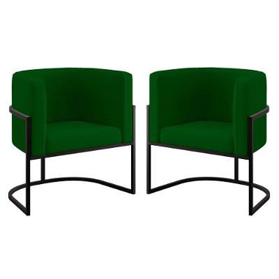 Kit 02 Cadeiras Poltrona Lua Para Sala Quarto Balaqui Decor Verde