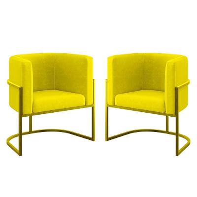 Kit 02 Cadeiras Poltrona Lua Para Sala Quarto Balaqui Decor Amarelo
