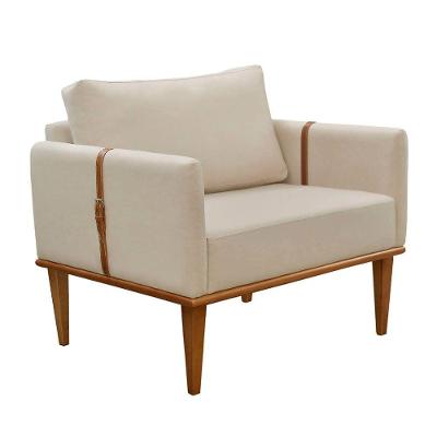Conjunto 2 Poltronas Milla Veludo Castellar Móbile Bege Claro