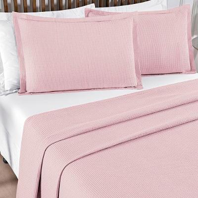 Kit Cobre Leito Colcha Sorento Casal 3 Peças Piquet 100% Algodão Premium - Rosa