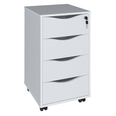 Gaveteiro Bit Para Escritório Com 4 Gavetas Branco