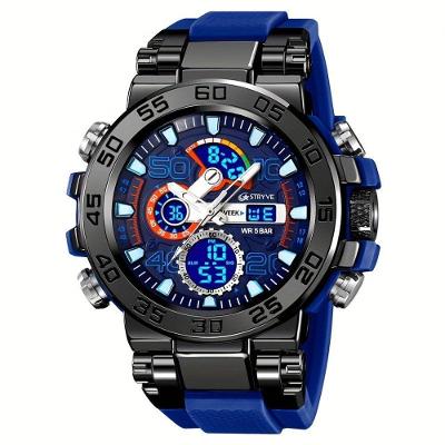 Relógio Digital Resistente à água 50m Duplo Display Alarme Azul Escuro
