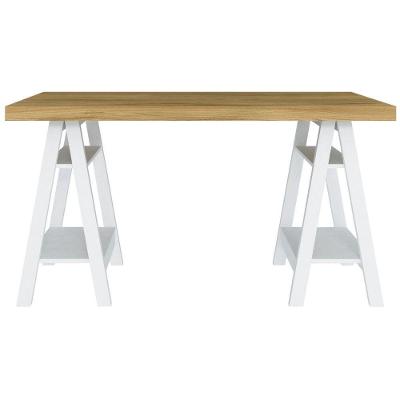 Escrivaninha Art Ii Mesa Estilo Cavalete Com Prateleiras Olmo branco
