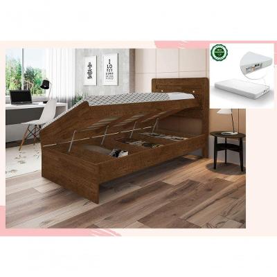 Cama Solteiro Baú E Colchão Solt. D20 Larissa Mdf/mdp Malbec