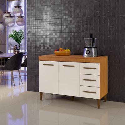 Balcão Kaike Virtus Com Tampo Nature Com Off White
