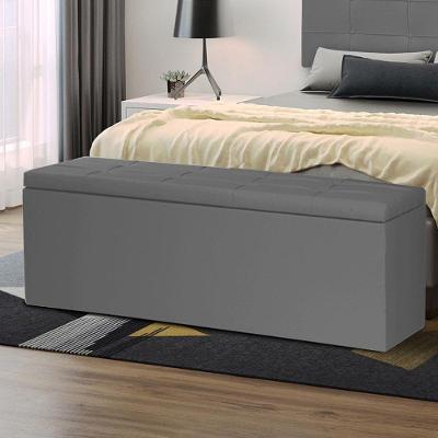 Calçadeira Baú King 1,95m Roma Material Sintético Cinza Sky Mobile