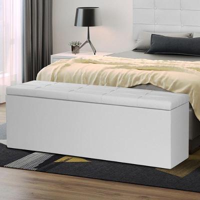 Calçadeira Baú Casal 1,40m Roma Material Sintético Branco Sky Mobile