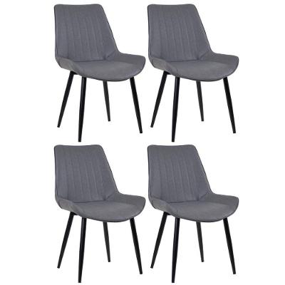 Kit 4 Cadeiras Estofadas Design Industrial Cinza Vintage