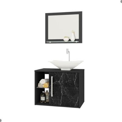 Conjunto Gabinete E Espelheira Grenoble Preto Fosco Nero