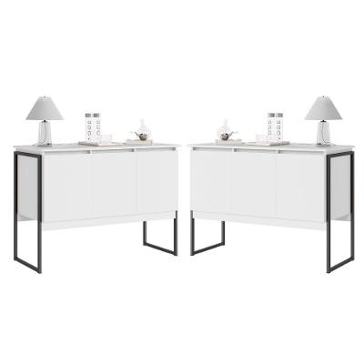 Conjunto De Buffets Industriais Milão Branco Preto