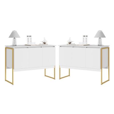 Conjunto De Buffets Industriais Milão Branco Dourado