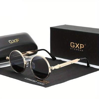 Óculos Redondos Polarizados Gxp Estilo Retro Armação Steampunk Dourado