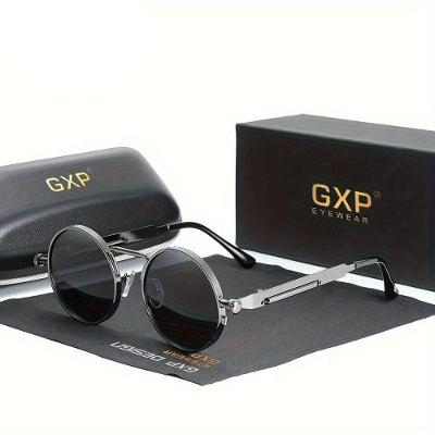 Óculos Redondos Polarizados Gxp Estilo Retro Armação Steampunk Cinza