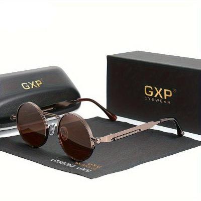 Óculos Redondos Polarizados Gxp Estilo Retro Armação Steampunk Marrom