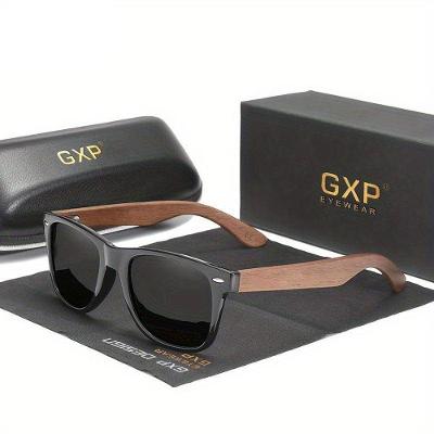 Óculos De Moda Polarizados De Madeira Preta Retro Gxp Preto