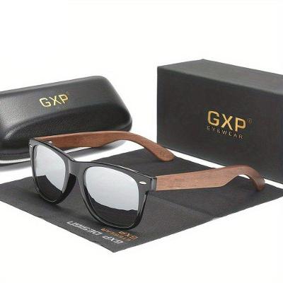 Óculos De Moda Polarizados De Madeira Preta Retro Gxp Prateado