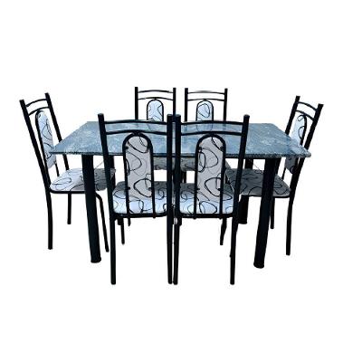 Conjunto Mesa De Jantar Tubular Veneza Gran 6 Cadeiras Thais Preto/branco