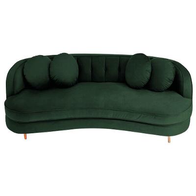 Sofá Curvo 2 Lugares Orgânico Luxo Panamá 160cm Linho Verde