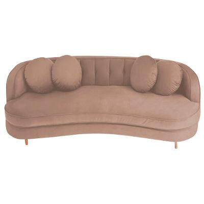 Sofá Curvo 2 Lugares Orgânico Luxo Panamá 140cm Suede Rosê