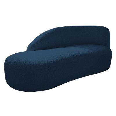 Divã Recamier Curvo Luna 140cm Lado Esquerdo Suede - Doce Sonho Móveis Azul Marinho