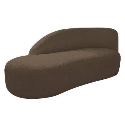 Divã Recamier Curvo Luna 140cm Lado Esquerdo Suede - Doce Sonho Móveis Marrom
