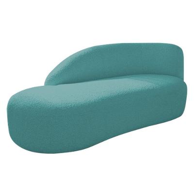 Divã Recamier Curvo Luna 140cm Lado Esquerdo Suede - Doce Sonho Móveis Azul Turquesa